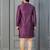 purple silk blend kurta payjama dupatta set for men with printed work