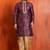 purple silk blend kurta for men with printed work