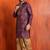 purple silk blend kurta for men with printed work