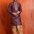 purple  silk blend kurta,dhoti set for men with printed work