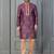 purple silk blend kurta payjama set for men with printed work