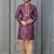 purple silk blend kurta payjama set for men with printed work