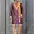 purple silk blend kurta payjama dupatta set for men with printed work