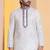 white silk blend kurta pyjama set for men with printed work