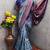 Turquoise Art silk blend banarasi jacuard bird motif work saree with unstitched blouse piece