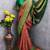 Orange green Art silk blend banarasi jacuard bird motif work saree with unstitched blouse piece