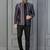 Black jacquard indowestern set  waist coat and pant set for men with embroidered work