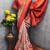 Orange Art silk blend banarasi jacuard bird motif work saree with unstitched blouse piece