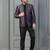 Black jacquard indowestern set  waist coat and pant set for men with embroidered work