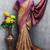 Beige wine Art silk blend banarasi jacuard bird motif work saree with unstitched blouse piece