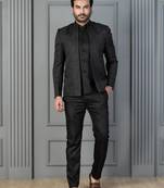 Black premium indowestern set  waist coat and pant set for men with embroidered work