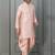pink silk blend dhoti set for men with embroidered work