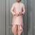 pink silk blend dhoti set for men with embroidered work
