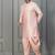 pink silk blend dhoti set for men with embroidered work