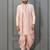 Peach pink silk blend sherwani dhoti set for men with embroidered work