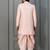 Peach pink silk blend sherwani dhoti set for men with embroidered work