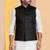Black plain nehru jacket for men with embroidered work