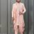 Peach pink  silk blend sherwani dhoti set for men with embroidered work