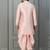 Peach pink  silk blend sherwani dhoti set for men with embroidered work