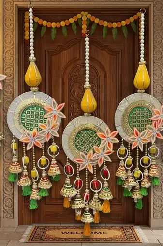 traditional decorative patch jhumki latkan wall hanging  perfect for home decor (pack of 2)