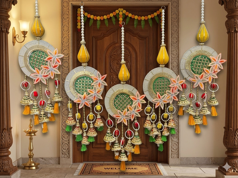traditional decorative patch jhumki latkan wall hanging  perfect for home decor (pack of 2)