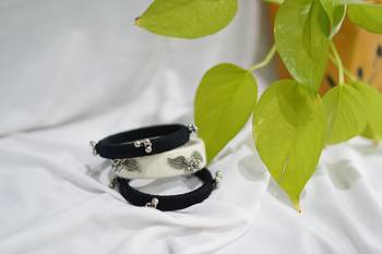  handcrafted monochrome thread & oxidized silver leaf bangle (set of 6) 2