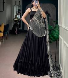 Navratri Moonga silk blend Free Size Lehenga Choli with Printed Satin Dupatta Set