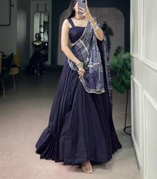 Navratri Special Moonga Silk Free Size Lehenga Choli with Printed Satin Dupatta Set