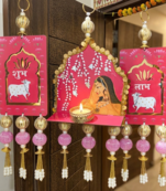 handmade shubh labh cow mandir jharkoha decorative hanging (set of 1)