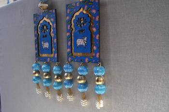 shubh labh cow mdf door hanging decorative wooden wall hanging home decor (pack of 2) 3