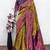 Mustard wine Art silk blend banarasi jacquard bird motif work saree with unstitched blouse piece