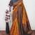Yellow black Art silk blend banarasi jacquard bird motif work saree with unstitched blouse piece