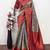 Turquoise red Art silk blend banarasi jacquard bird motif work saree with unstitched blouse piece