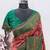 Peach green Art silk blend banarasi jacquard bird motif work saree with unstitched blouse piece