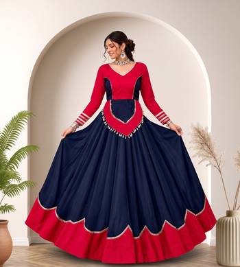 Dark Purple mirror-work Cotton Navratri Lehenga Choli 1