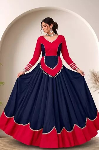 Dark Purple mirror-work Cotton Navratri Lehenga Choli