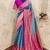 Sky pink art silk blend jacquard motif work saree with unstitched blouse piece