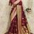 Maroon art silk blend jacquard motif work saree with unstitched blouse piece