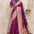 Wine art silk blend jacquard motif work saree with unstitched blouse piece