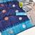 Rama blue art silk blend jacquard motif work saree with unstitched blouse piece
