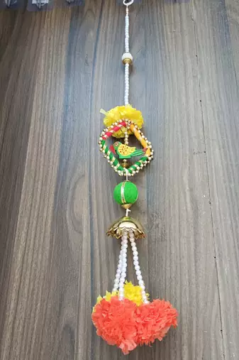 handmade genda beads parrot hanging  tassel door and home decorative hanging (pack of 4)