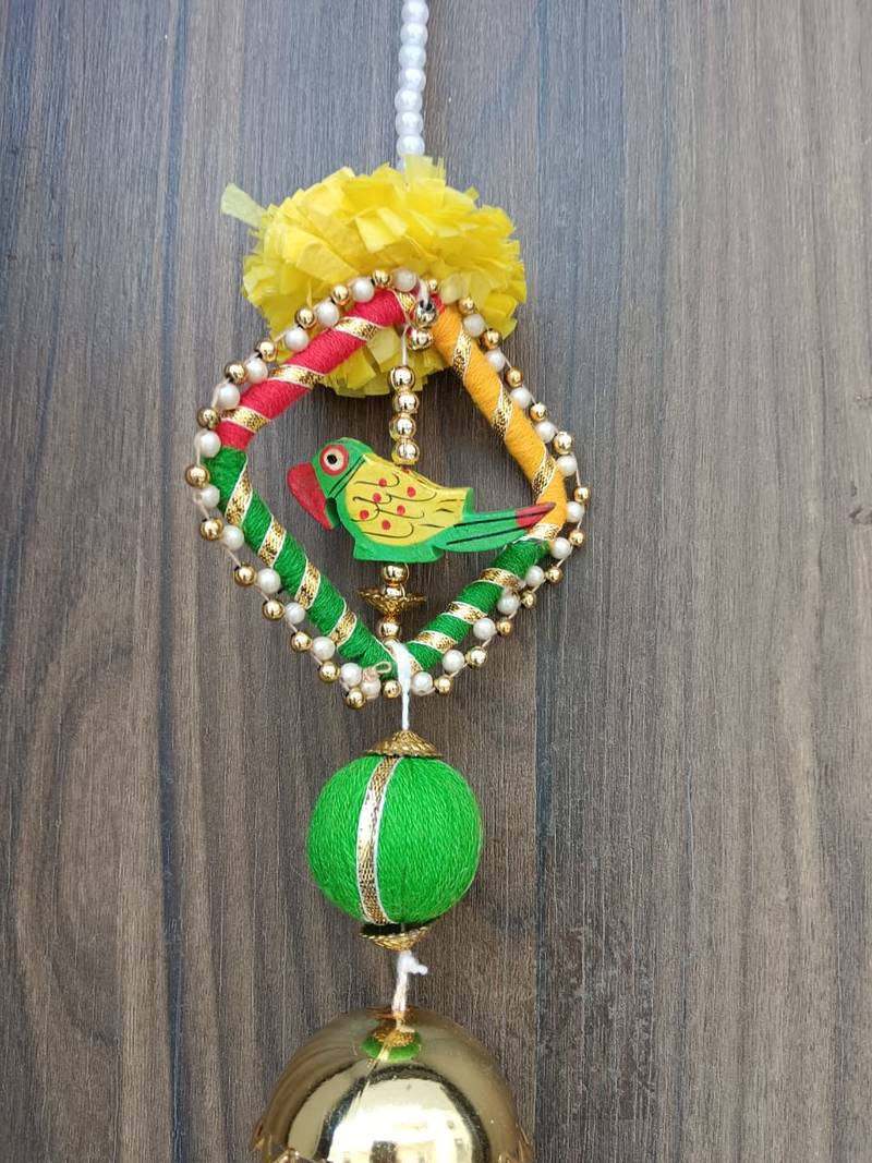 handmade genda beads parrot hanging  tassel door and home decorative hanging (pack of 4)