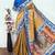 Mustard blue art silk blend jacquard motif work saree with unstitched blouse piece