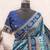 Turquoise art silk blend jacquard motif work saree with unstitched blouse piece