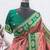 Peach green art silk blend jacquard motif work saree with unstitched blouse piece