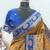 Mustard blue art silk blend jacquard motif work saree with unstitched blouse piece