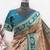 Beige art silk blend jacquard motif work saree with unstitched blouse piece