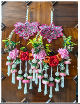 decorative lotus patch chudi with flower hanging perfect for home decor  handmade toran door hanging decor (pack of 2) 1