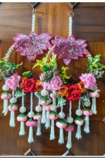 decorative lotus patch chudi with flower hanging perfect for home decor  handmade toran door hanging decor (pack of 2)