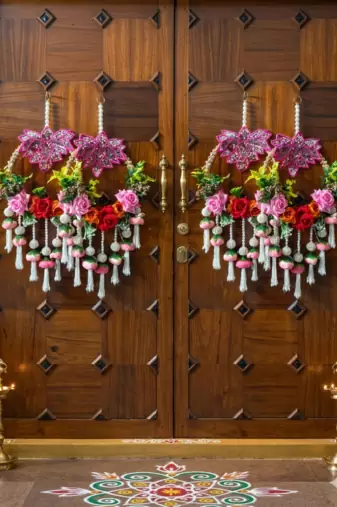 decorative lotus patch chudi with flower hanging perfect for home decor  handmade toran door hanging decor (pack of 2)